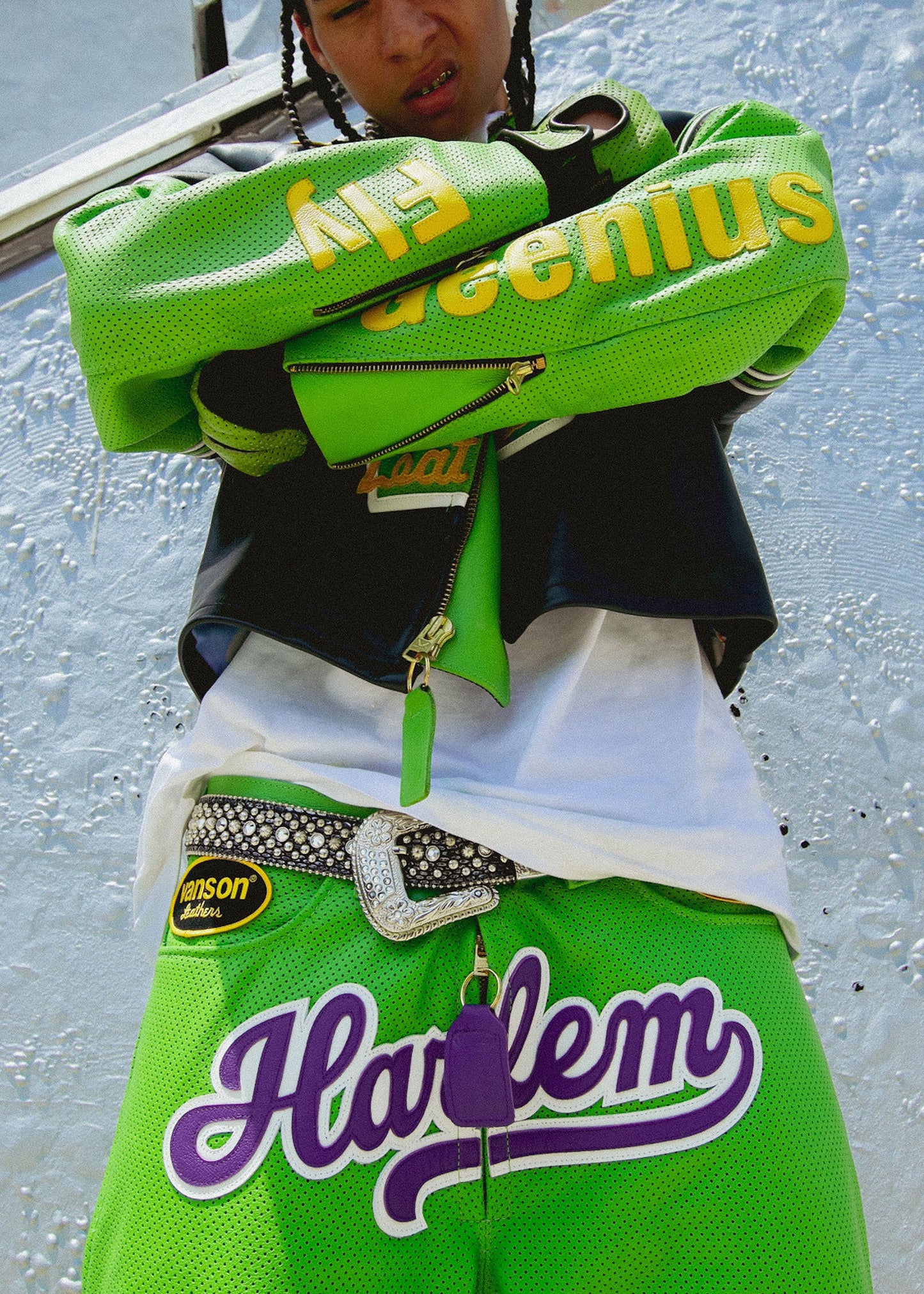 FLY GEENIUS X VANSON | LEATHER SHORTS | HARLEM - GREEN