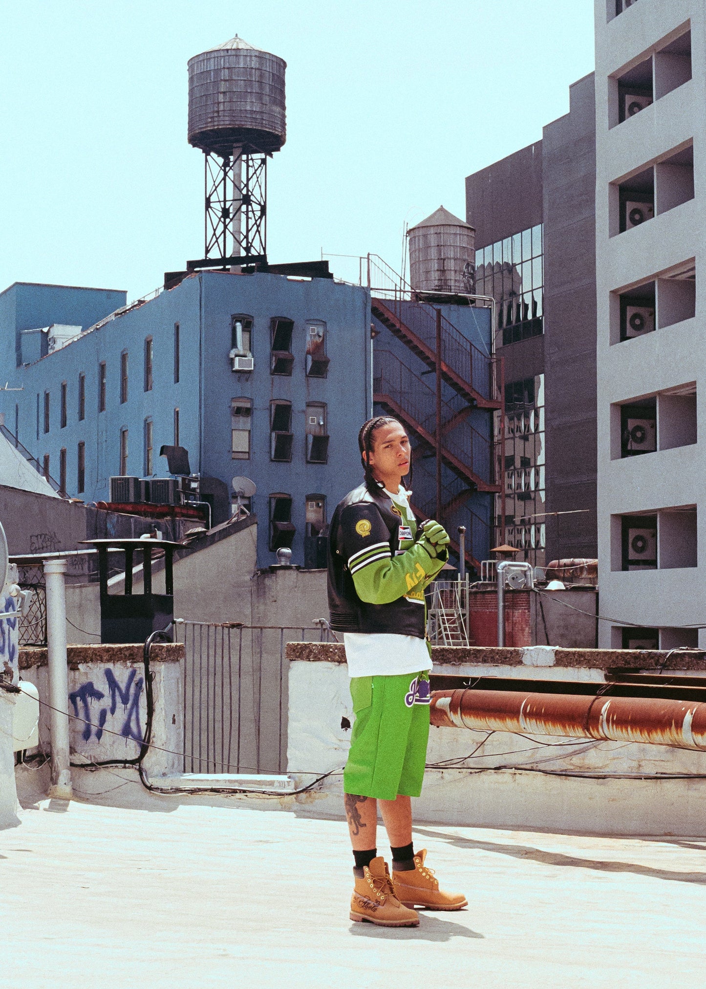 FLY GEENIUS X VANSON | LEATHER SHORTS | HARLEM - GREEN