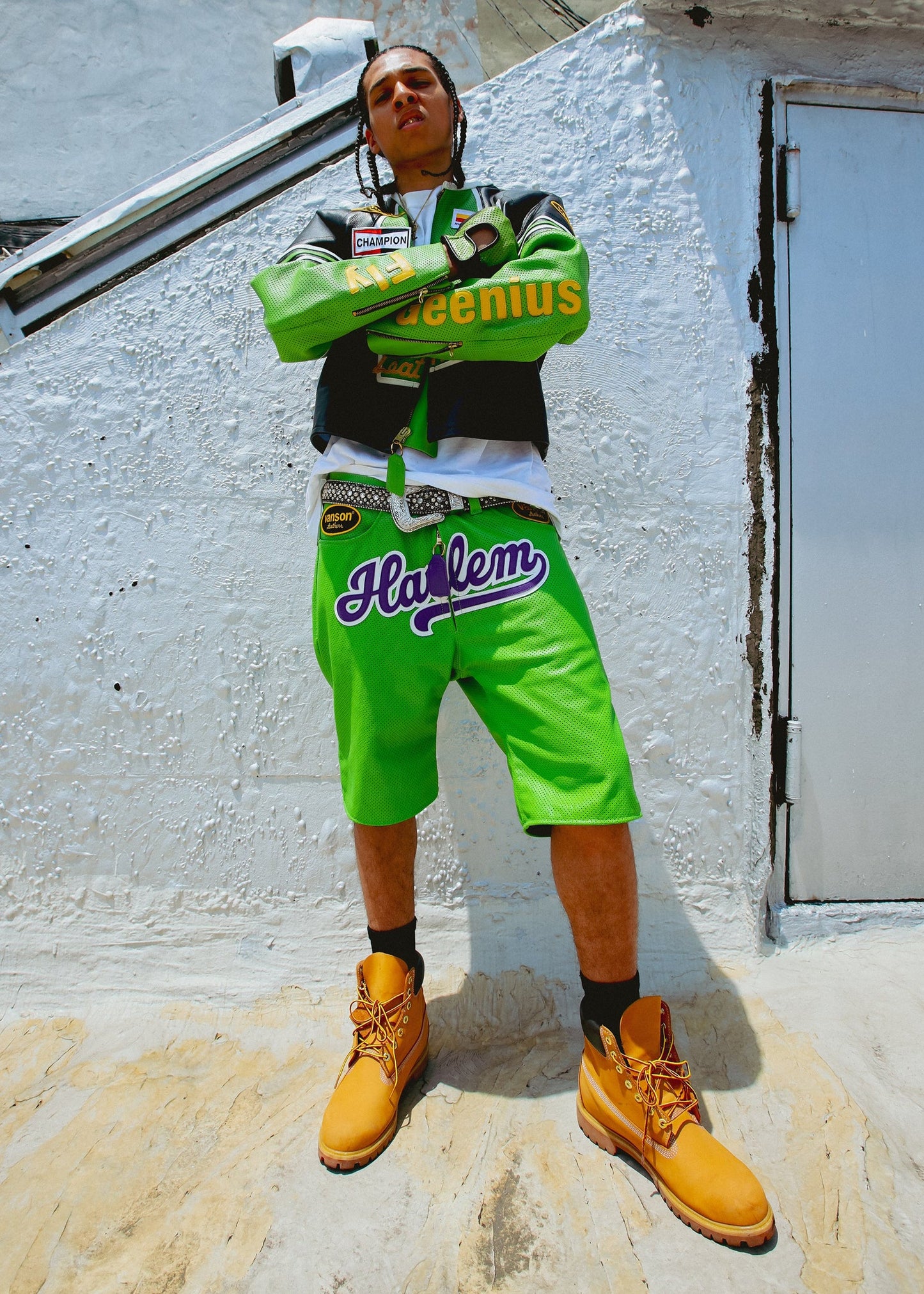 FLY GEENIUS X VANSON | LEATHER SHORTS | HARLEM - GREEN