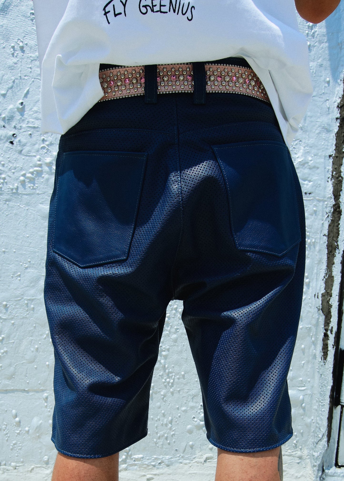 FLY GEENIUS X VANSON | LEATHER SHORTS | BRONX - NAVY BLUE