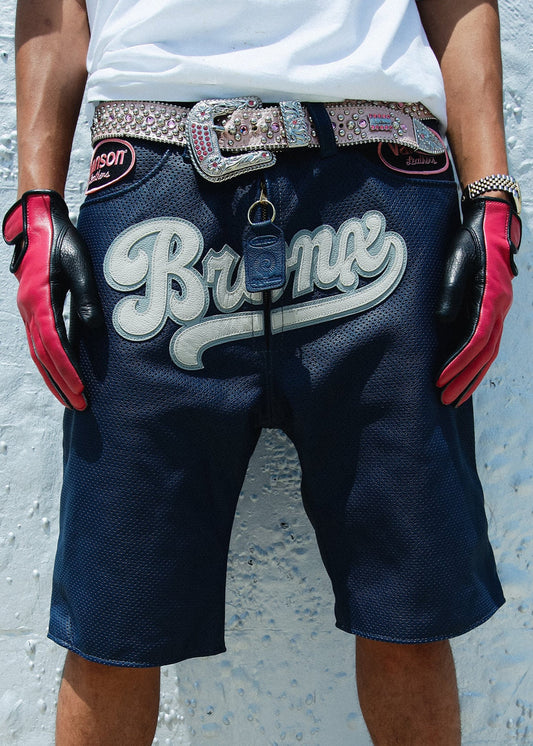 FLY GEENIUS X VANSON | LEATHER SHORTS | BRONX - NAVY BLUE