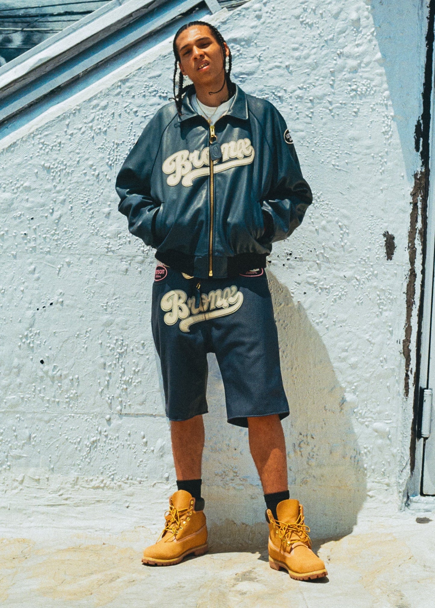 FLY GEENIUS X VANSON | LEATHER SHORTS | BRONX - NAVY BLUE