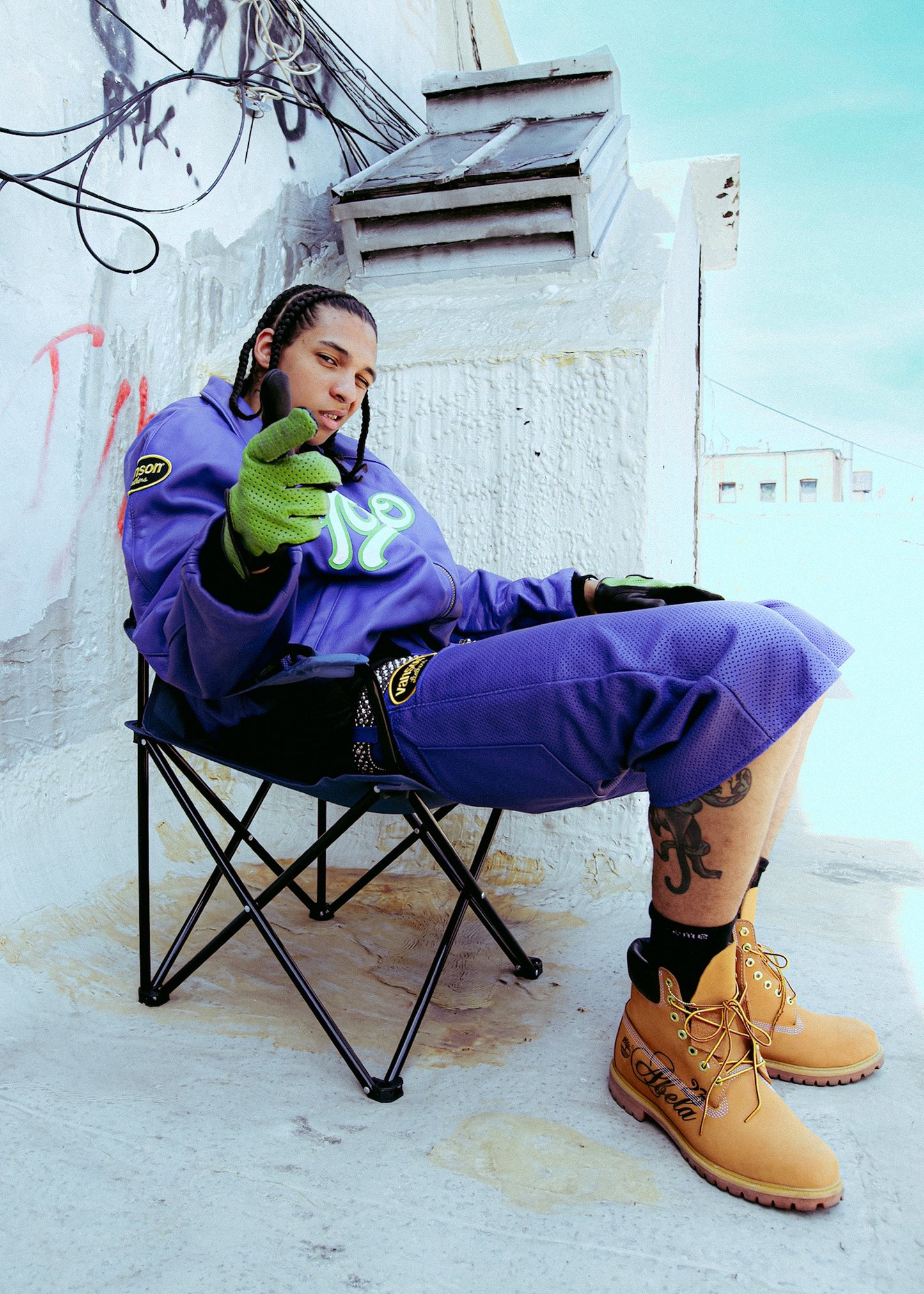 FLY GEENIUS X VANSON | LEATHER SHORTS | TOKYO - PURPLE