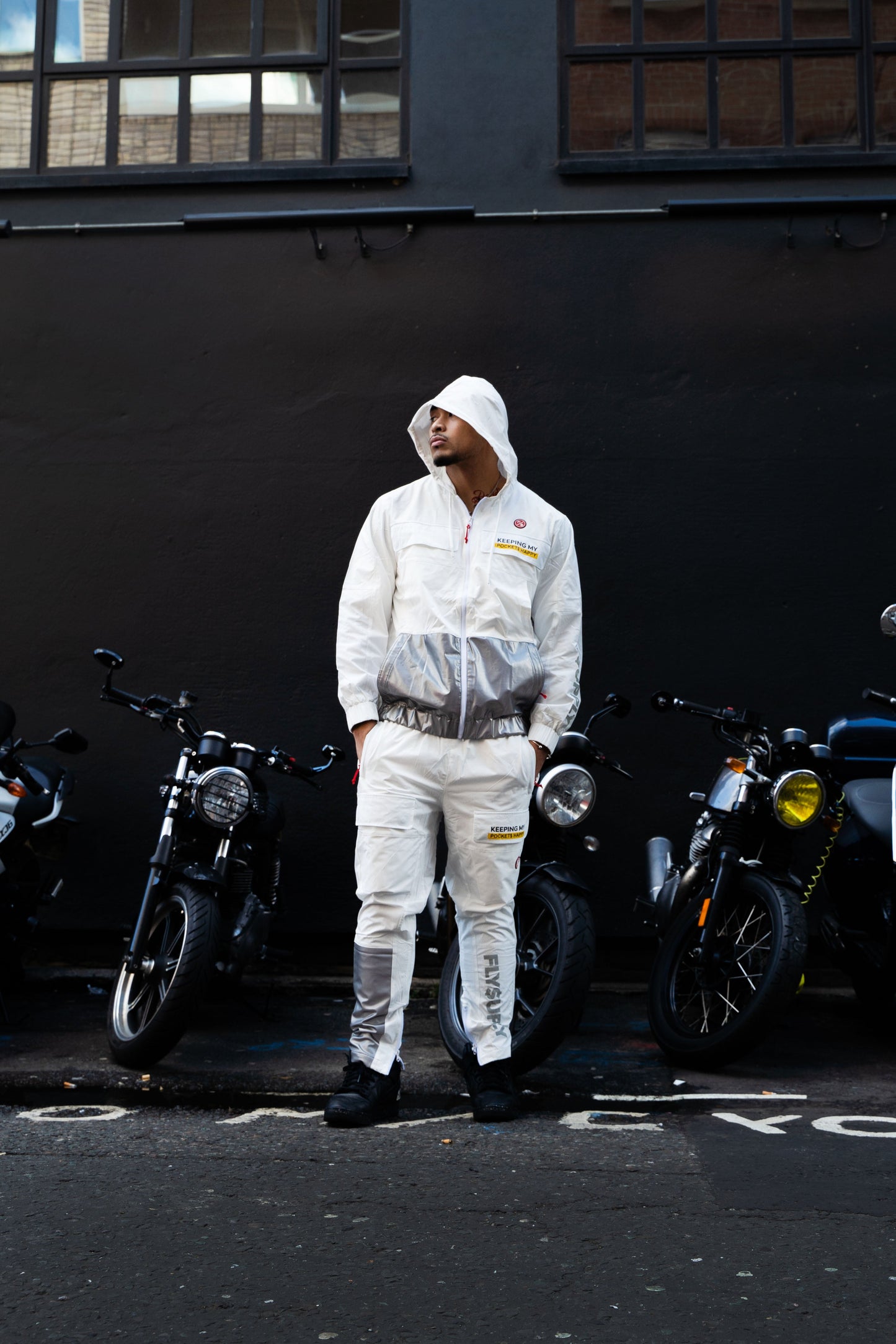 Happy Pockets Windbreaker Zip-Up Jacket (White) - Concordia Style Boutique