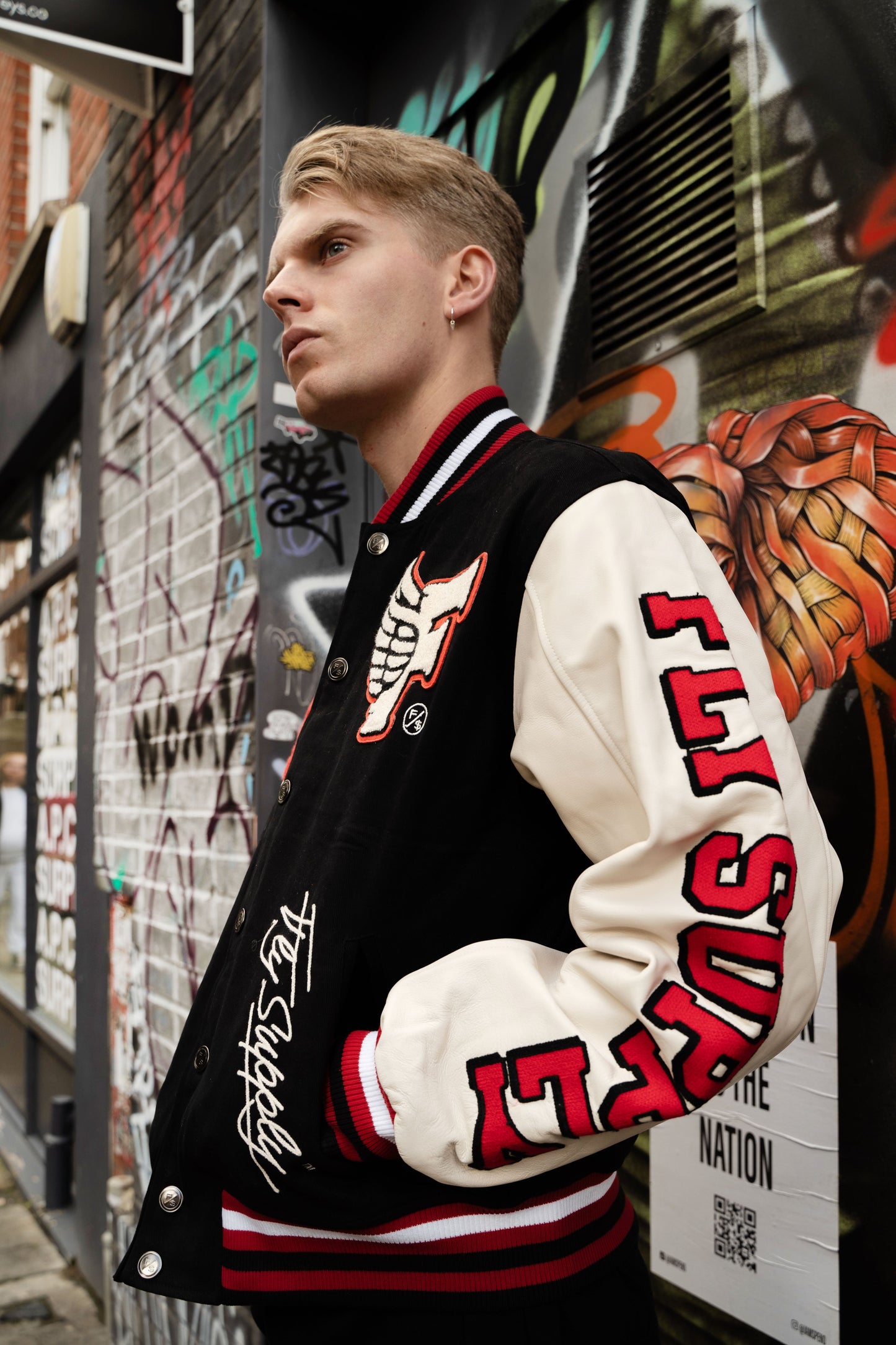 Manifest Varsity Jacket (Black) - Concordia Style Boutique
