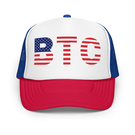 BTC USA Flag Bitcoin Foam Trucker Hat - Concordia Style Boutique