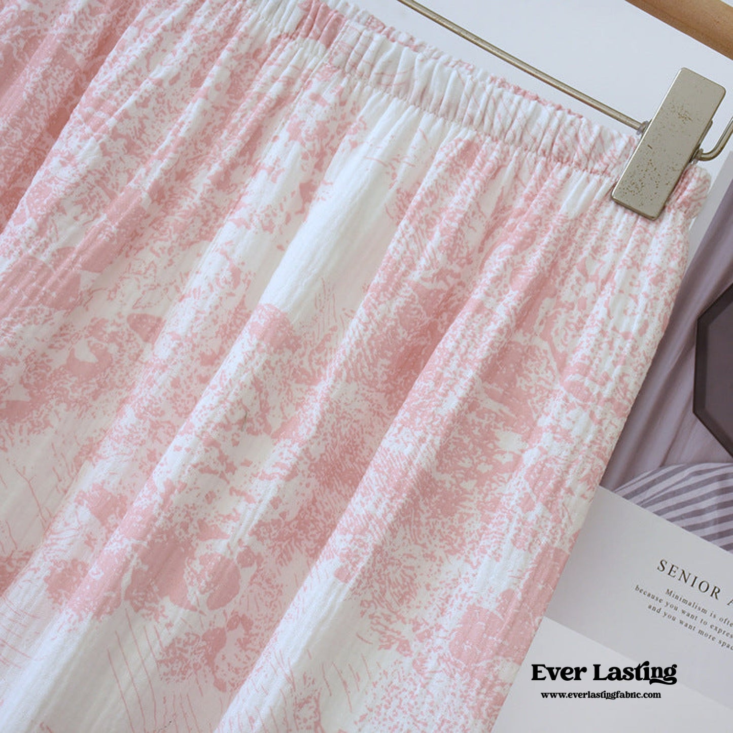 French Cottage Long Sleeves and Pants Cotton Pajama Set / Blue