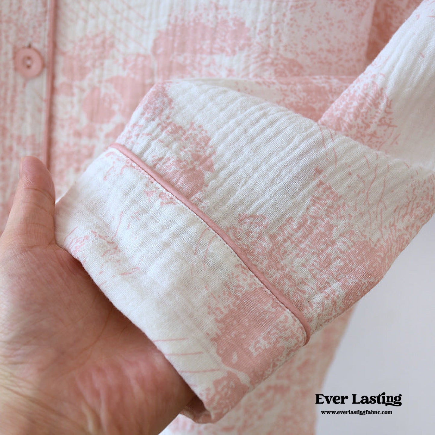 French Cottage Long Sleeves and Pants Cotton Pajama Set / Blue