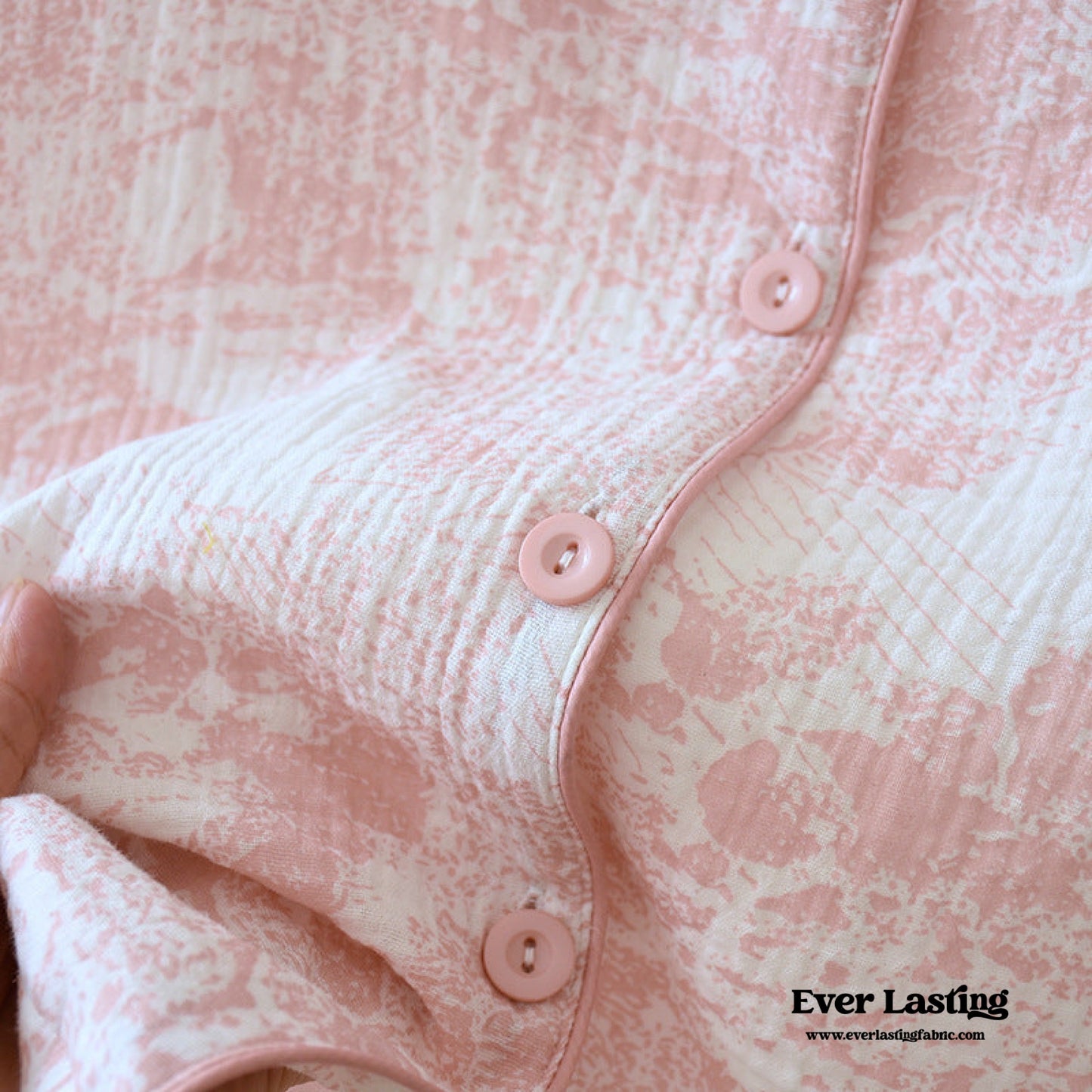 French Cottage Long Sleeves and Pants Cotton Pajama Set / Blue