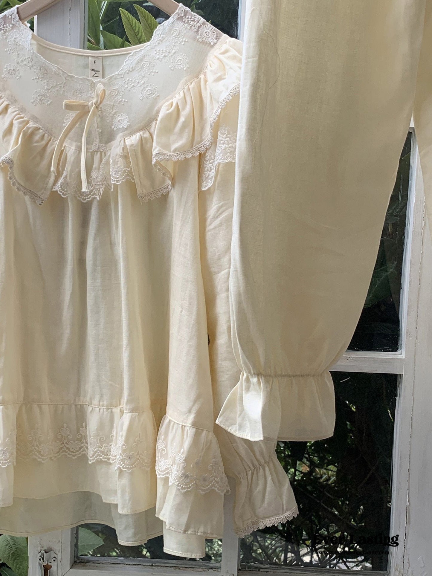 French Lace Ruffle Cottage Pajama Set