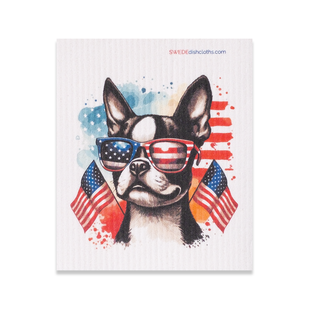 Eco-Friendly Swedish Dishcloths - Mixed Patriotic Dogs Set of 3 (Paper Towel Replacements, One of Each Design) - Concordia Style Boutique