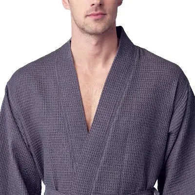 Waffle Kimono Spa Bathrobe for Men - Absorbent, Lightweight - Concordia Style Boutique