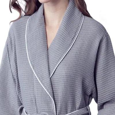 Women’s Waffle Piping Bathrobe – Lightweight Spa-Style Comfort - Concordia Style Boutique
