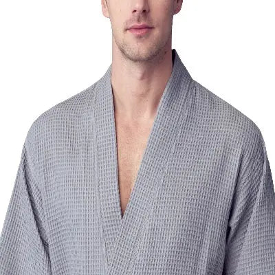 Waffle Kimono Spa Bathrobe for Men - Absorbent, Lightweight - Concordia Style Boutique