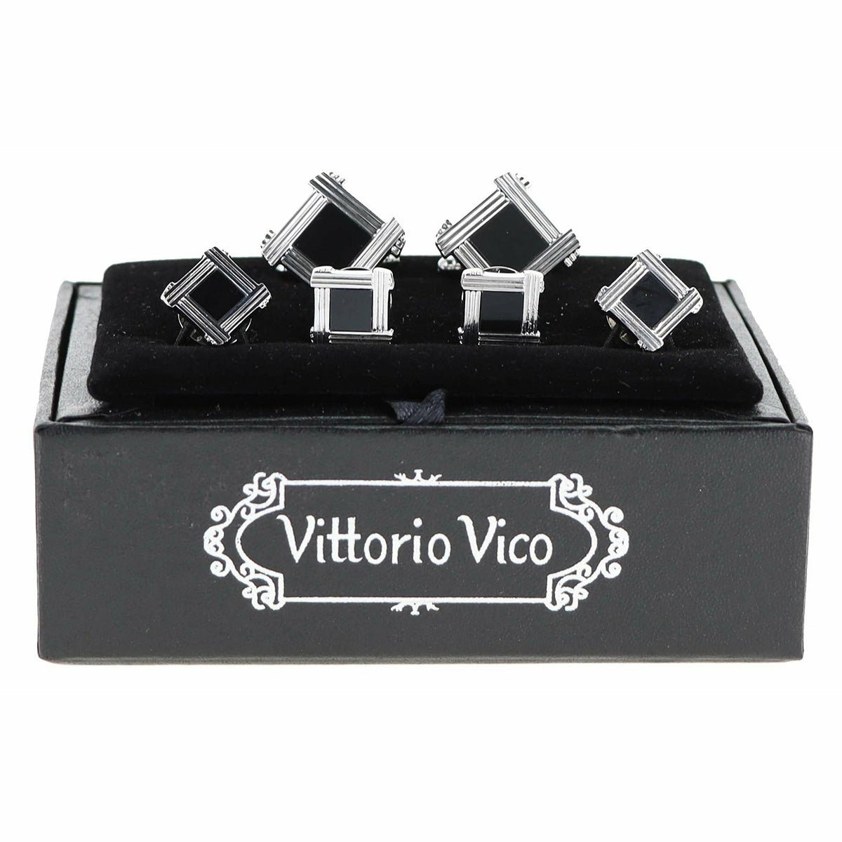 Vittorio Vico Men's Silver Cufflinks & Stud Sets in Gift Box