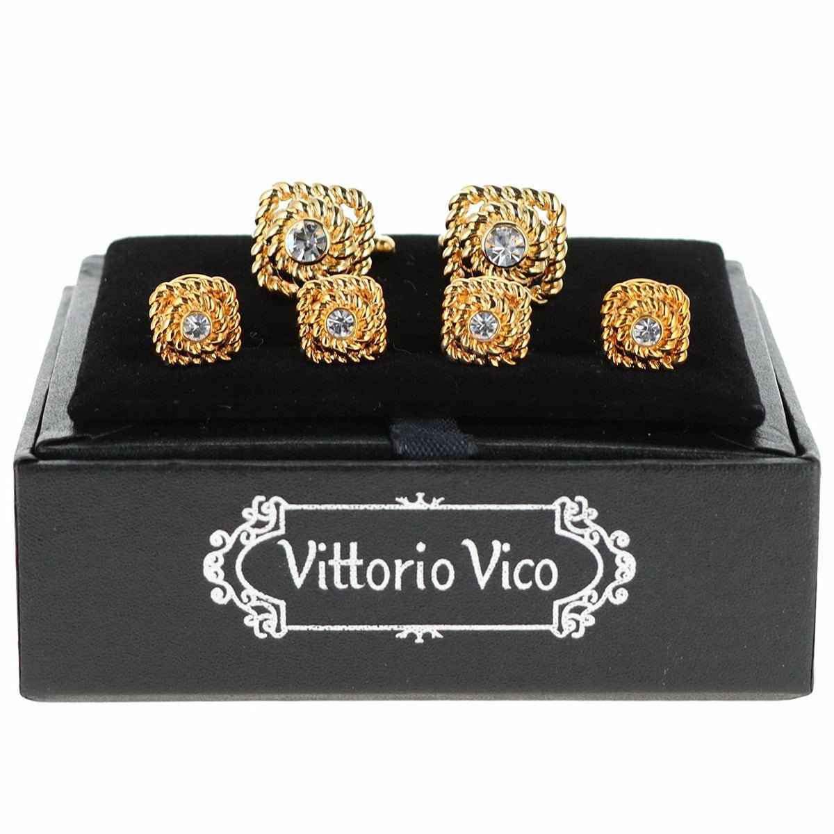 Vittorio Vico Men's Gold Cufflink & Stud Sets in Gift Box