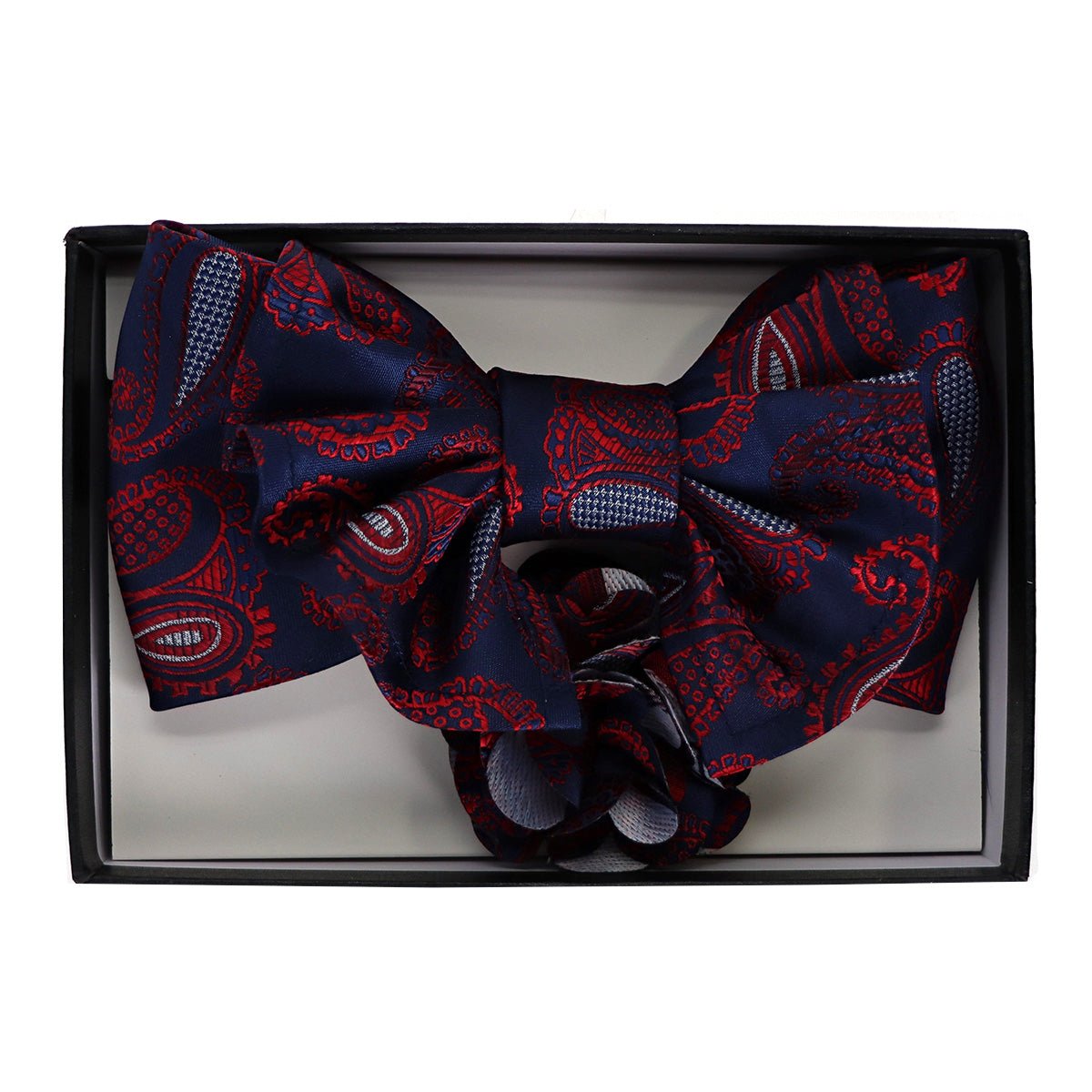 Vittorio Farina Men's Design XL Bow Tie, Pocket Square and Flower Lapel Pin in Gift Box