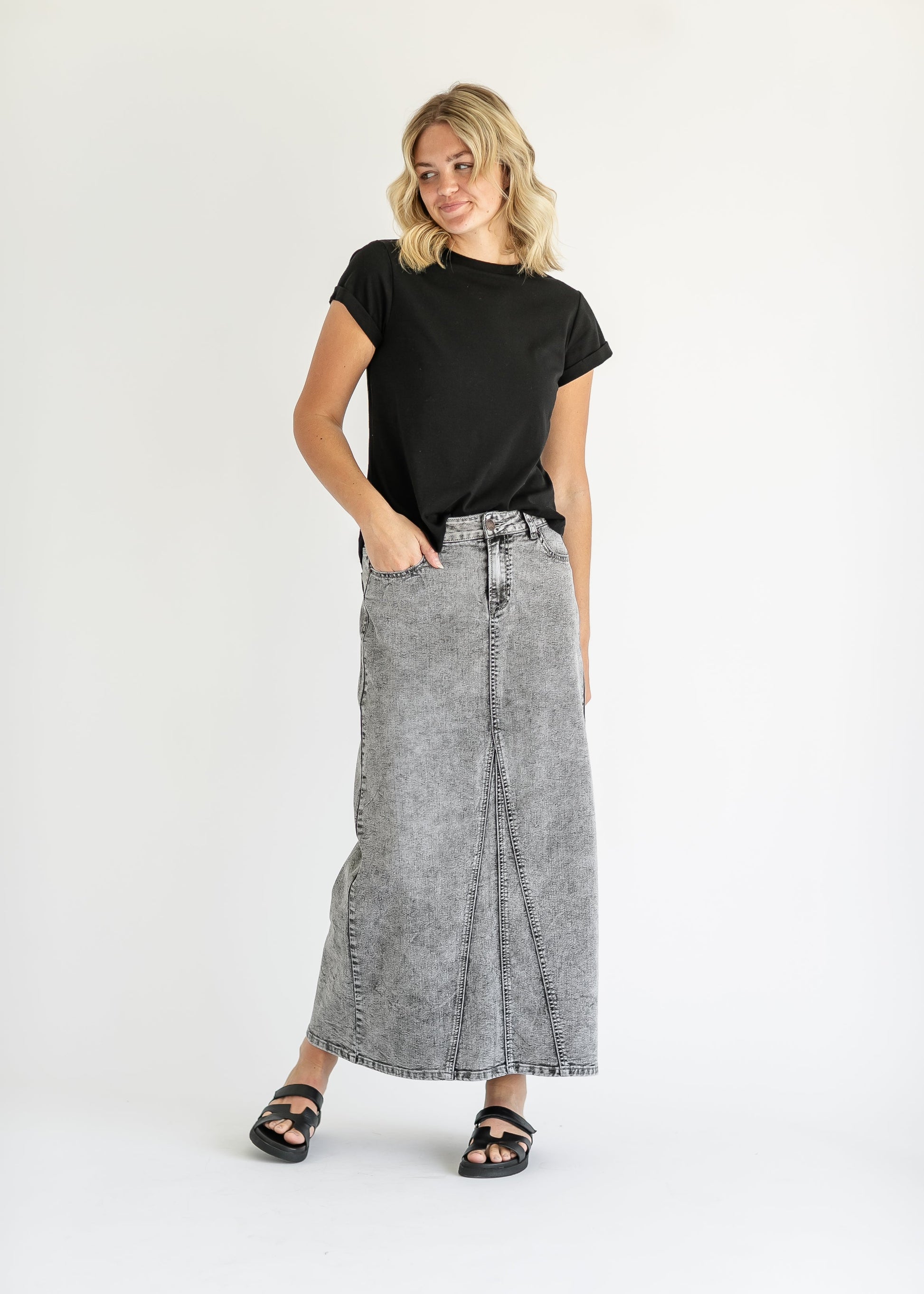 Genevieve A-line Denim Maxi Skirt - Concordia Style Boutique