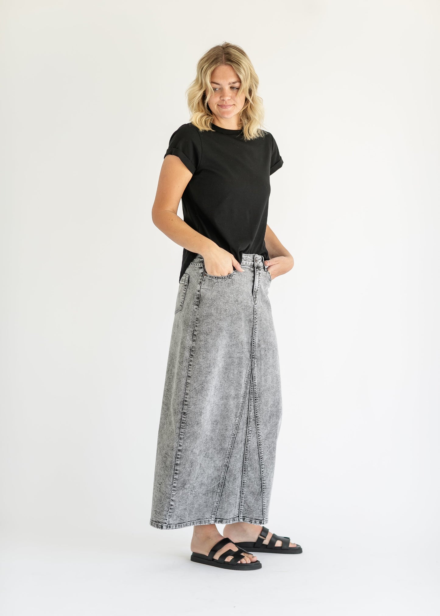 Genevieve A-line Denim Maxi Skirt - Concordia Style Boutique