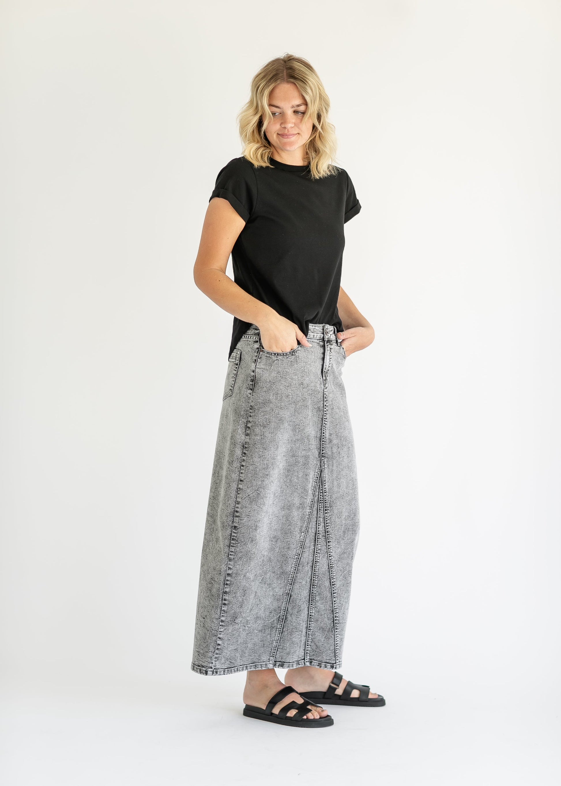 Genevieve A-line Denim Maxi Skirt - Concordia Style Boutique
