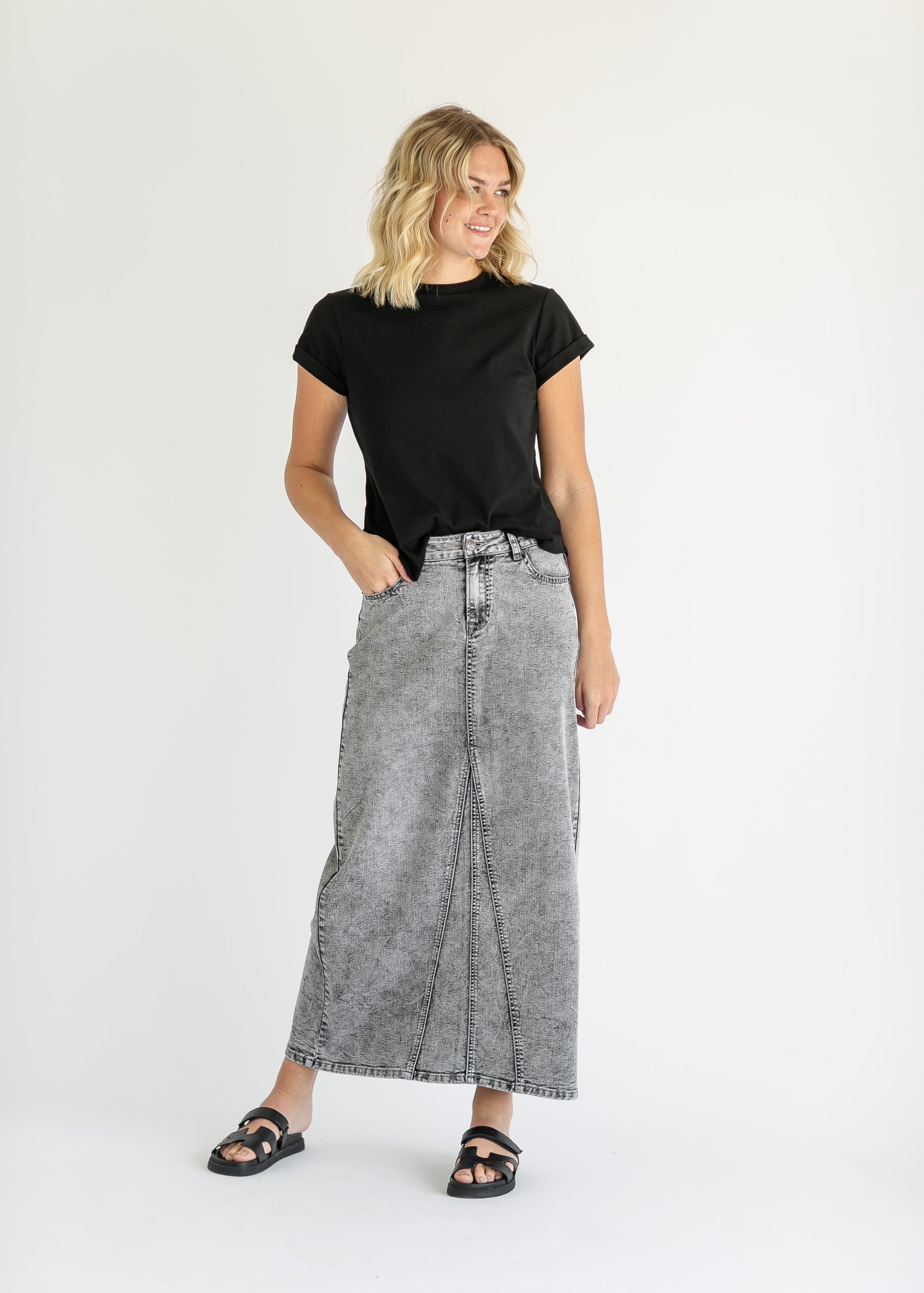 Genevieve A-line Denim Maxi Skirt - Concordia Style Boutique