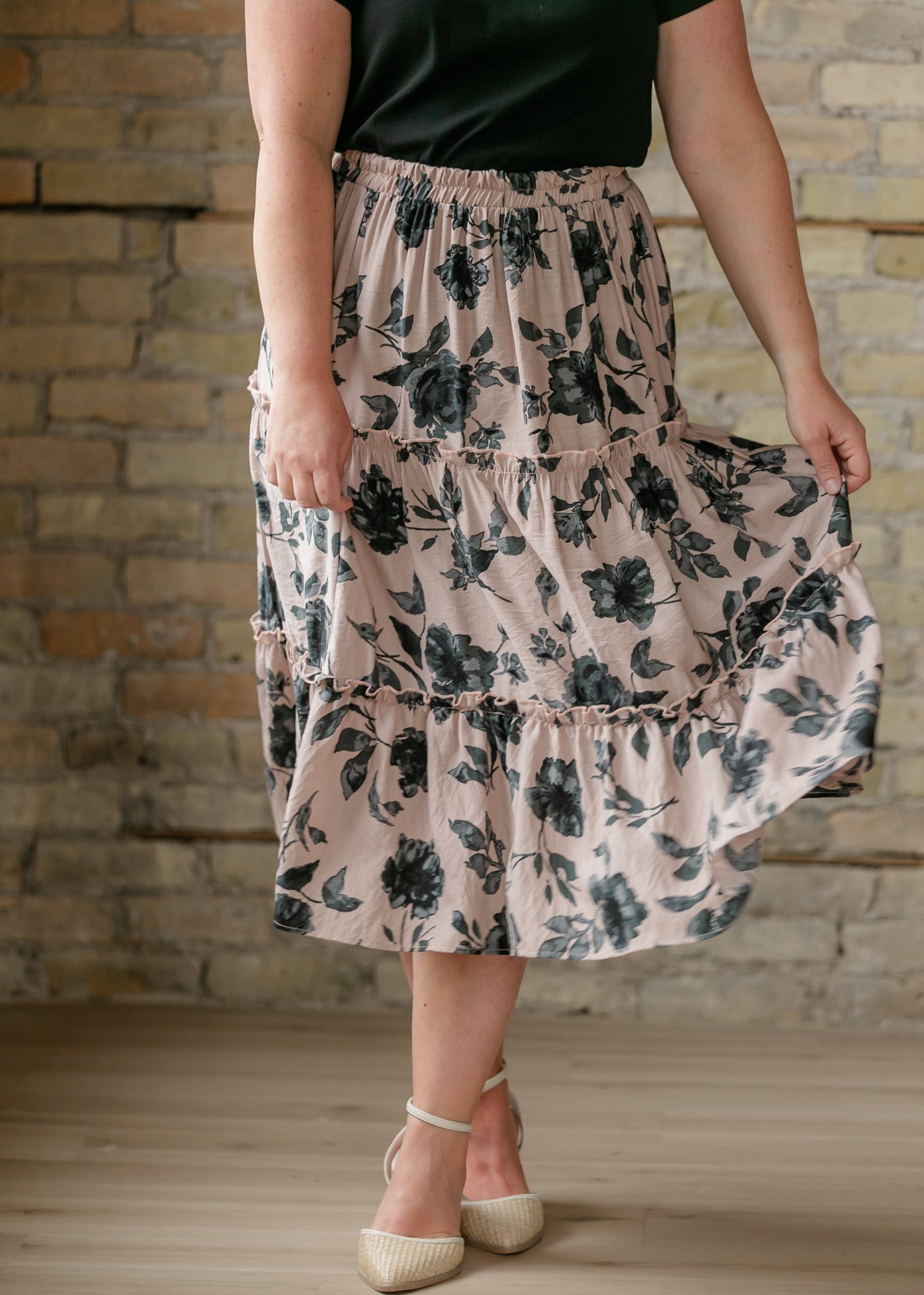 Giana Ruffle Tiered Midi Skirt