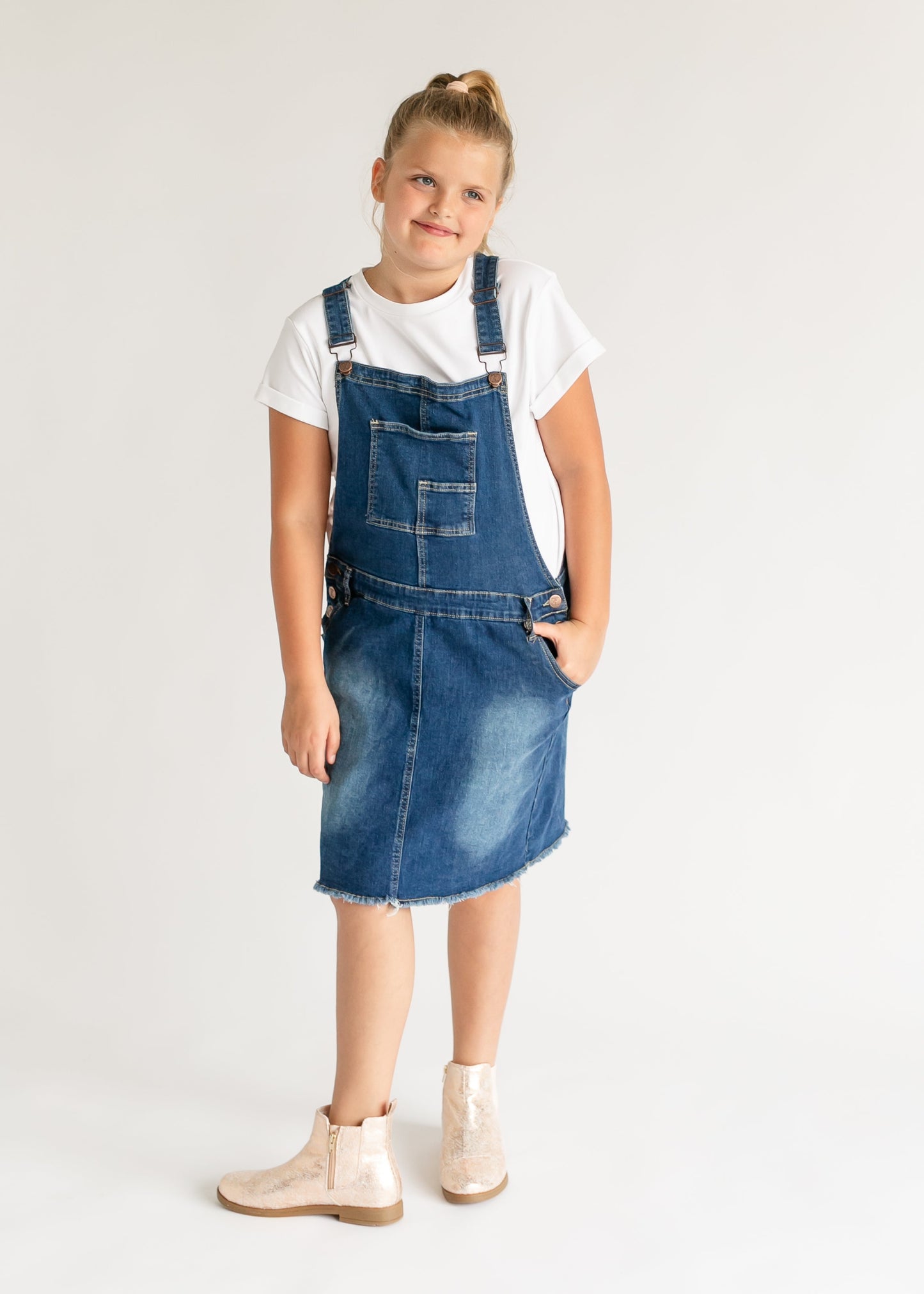 Girl's Aria Denim Overall Jumper Dress - Concordia Style Boutique