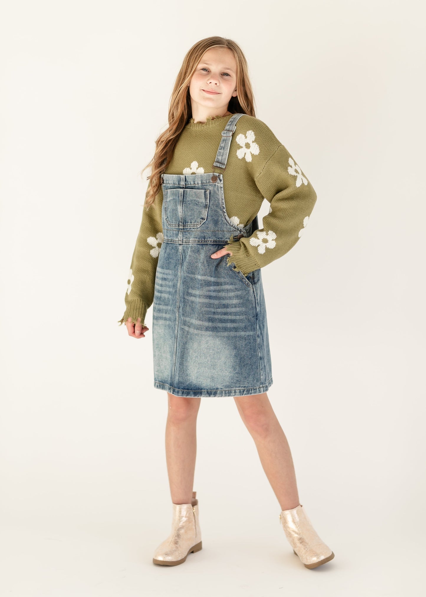 Girl's Blakely Denim Overall Dress - Concordia Style Boutique