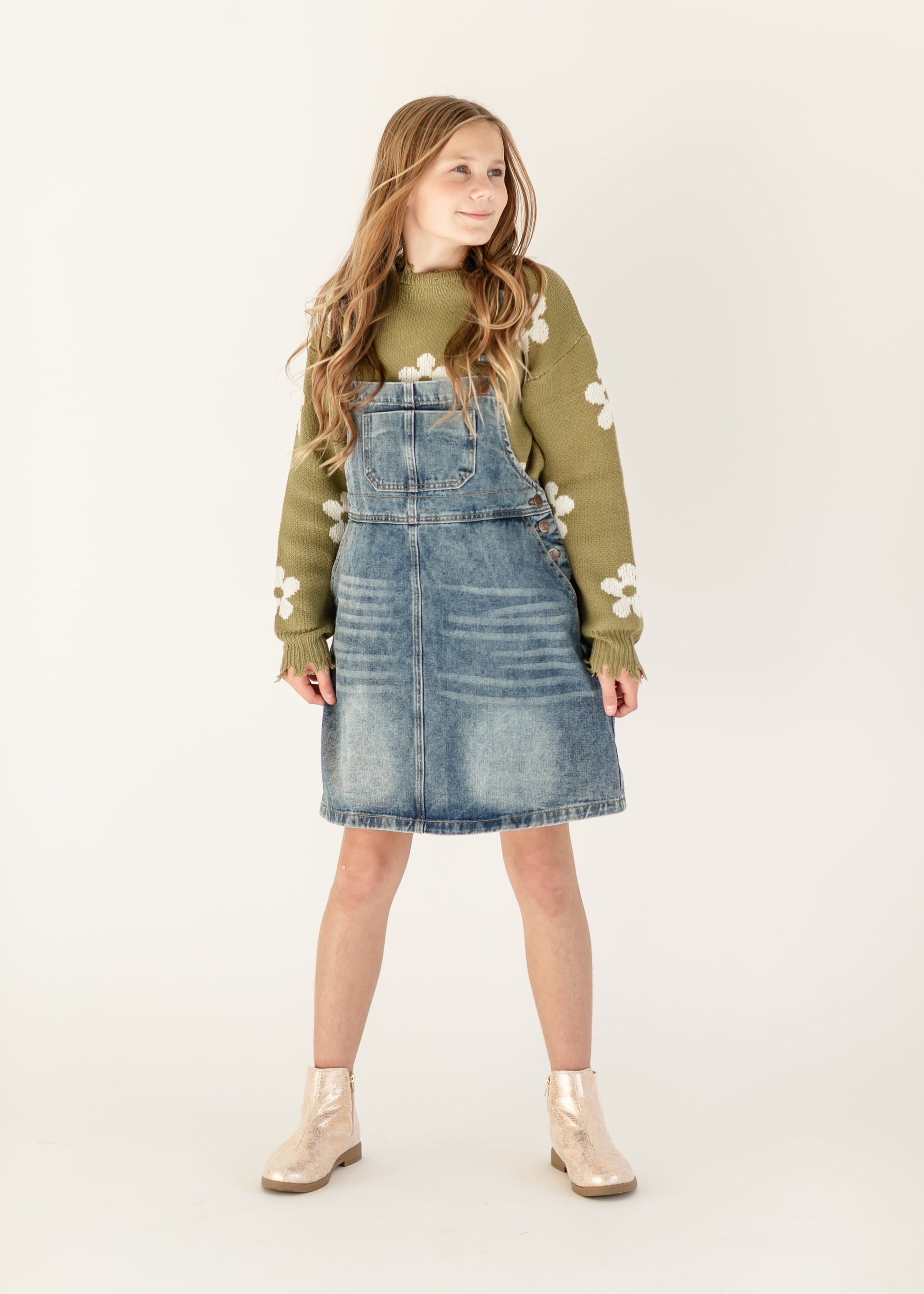 Girl's Blakely Denim Overall Dress - Concordia Style Boutique