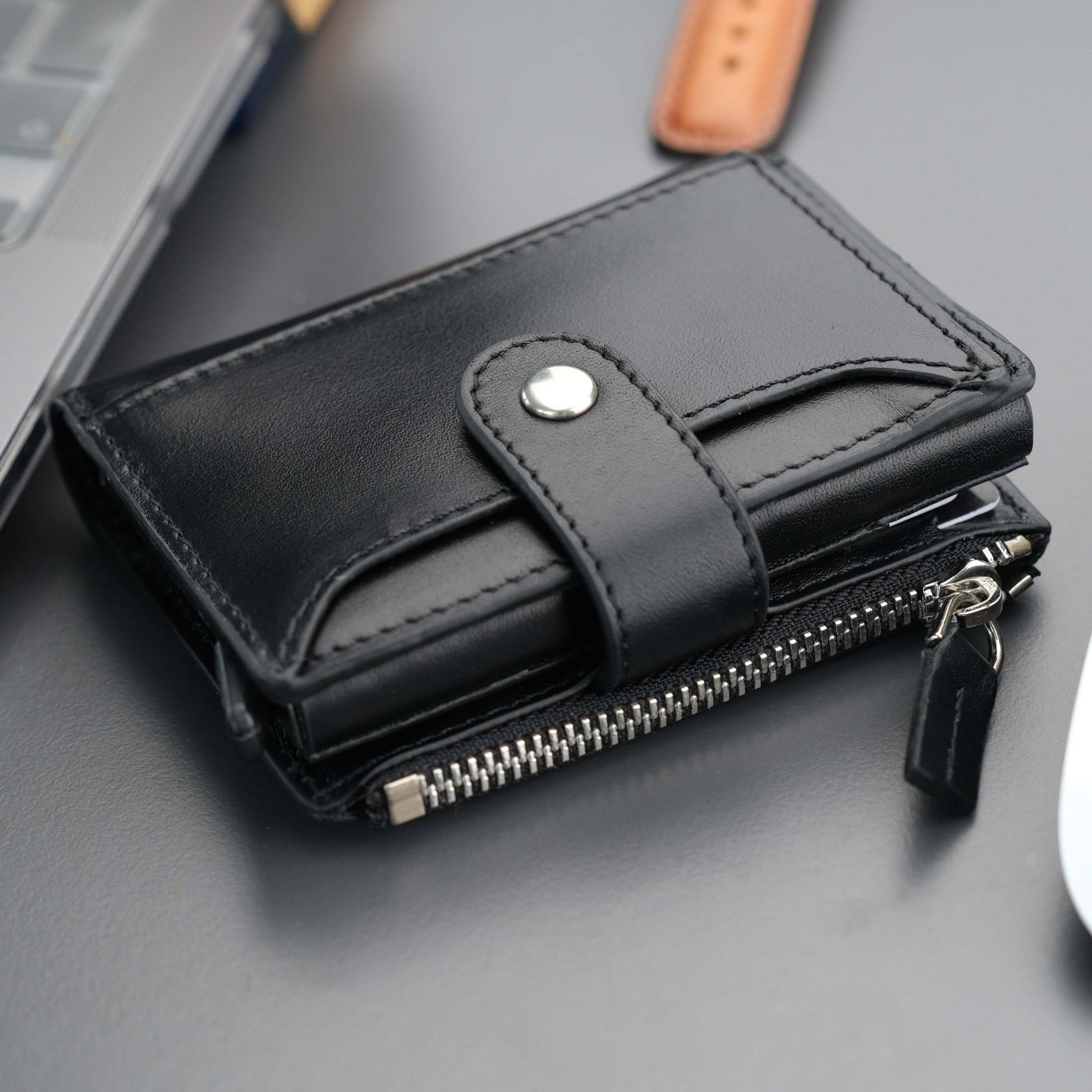 Glenrock Black Leather Pop-up Cardholder Wallet - Concordia Style Boutique