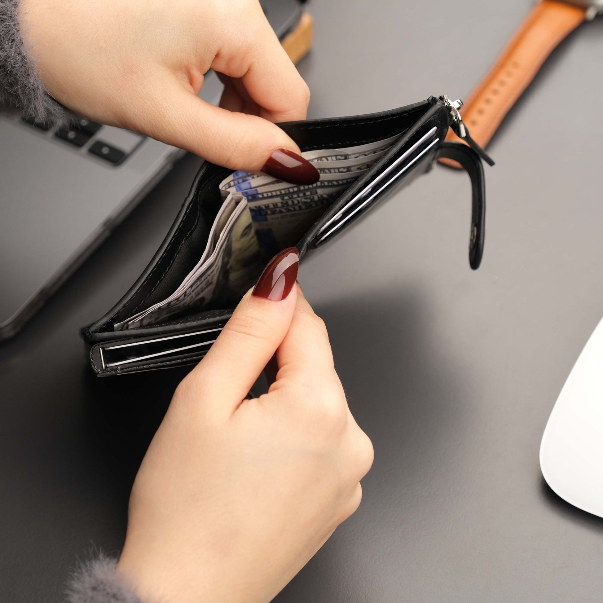 Glenrock Black Leather Pop-up Cardholder Wallet - Concordia Style Boutique