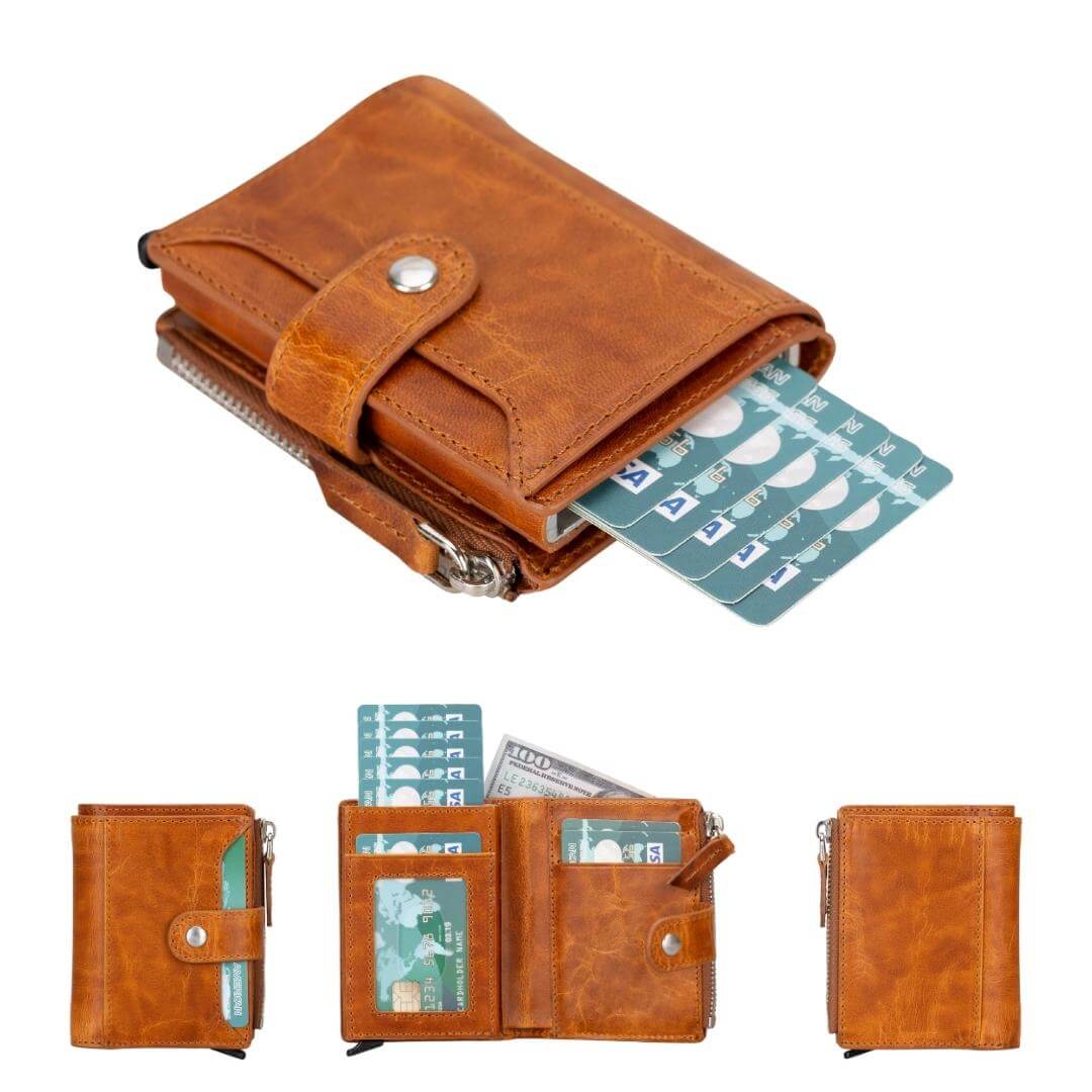 Glenrock Genuine Cowhide Leather Pop Up Card Holder Wallet - Concordia Style Boutique