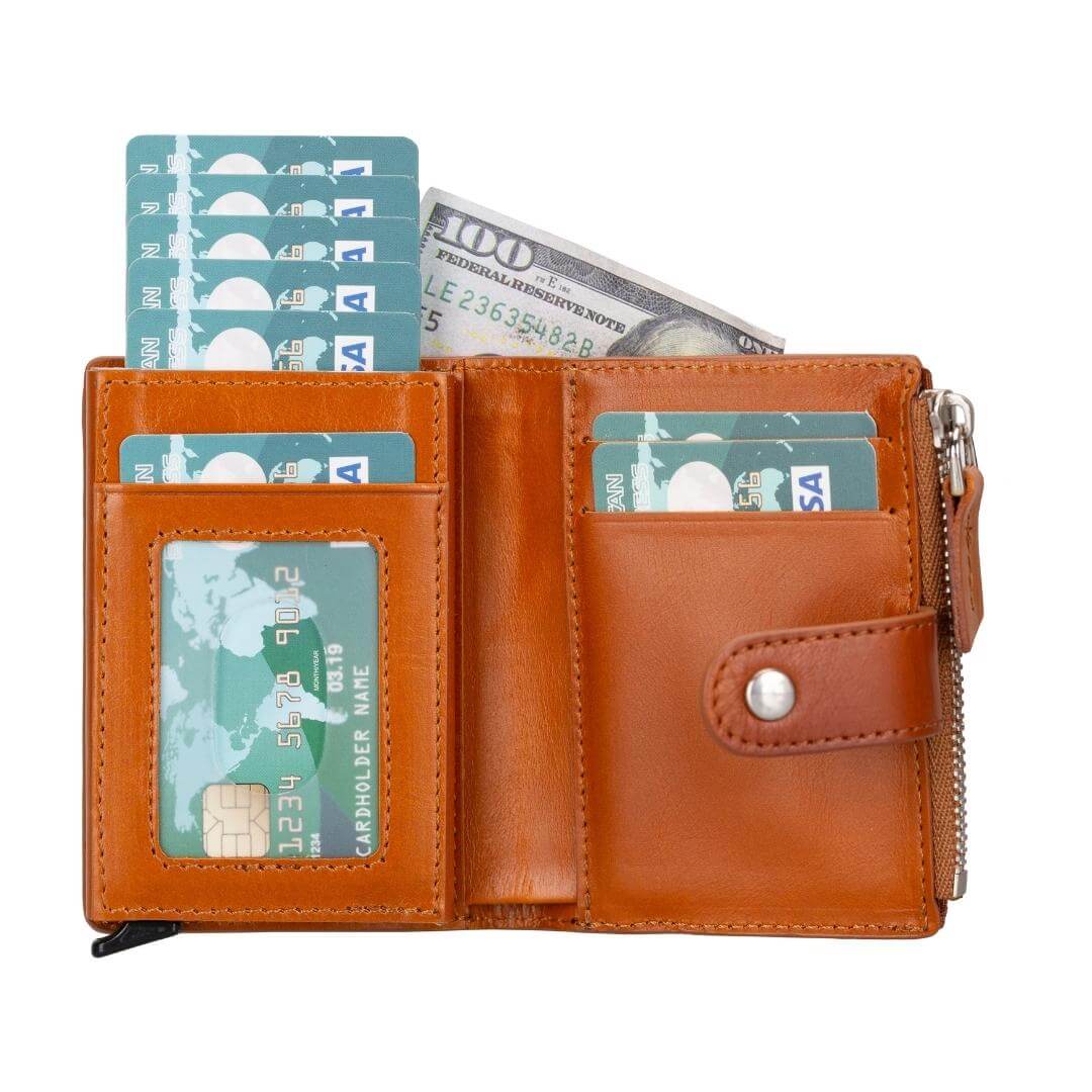 Glenrock Genuine Cowhide Leather Pop Up Card Holder Wallet - Concordia Style Boutique