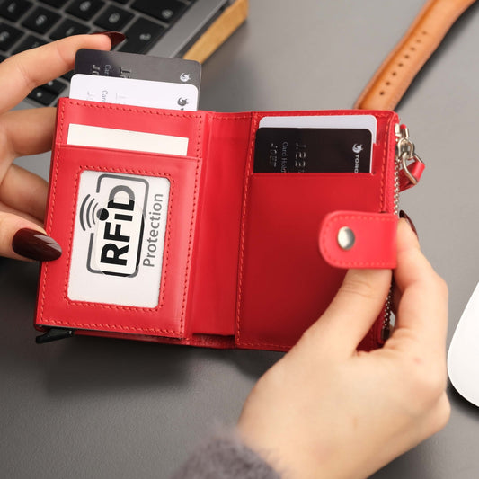 Glenrock Red Leather Pop-up Cardholder Wallet - Concordia Style Boutique