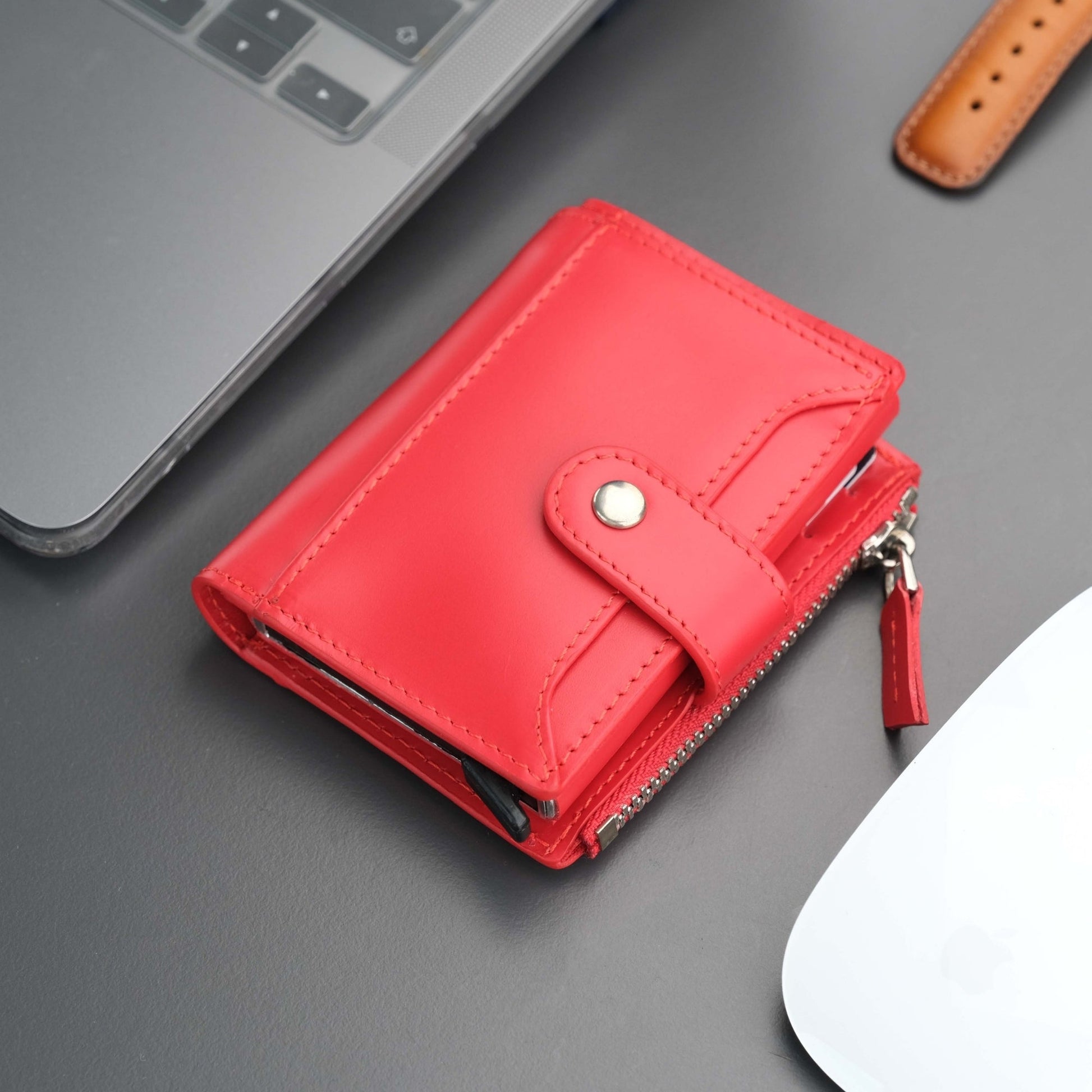 Glenrock Red Leather Pop-up Cardholder Wallet - Concordia Style Boutique