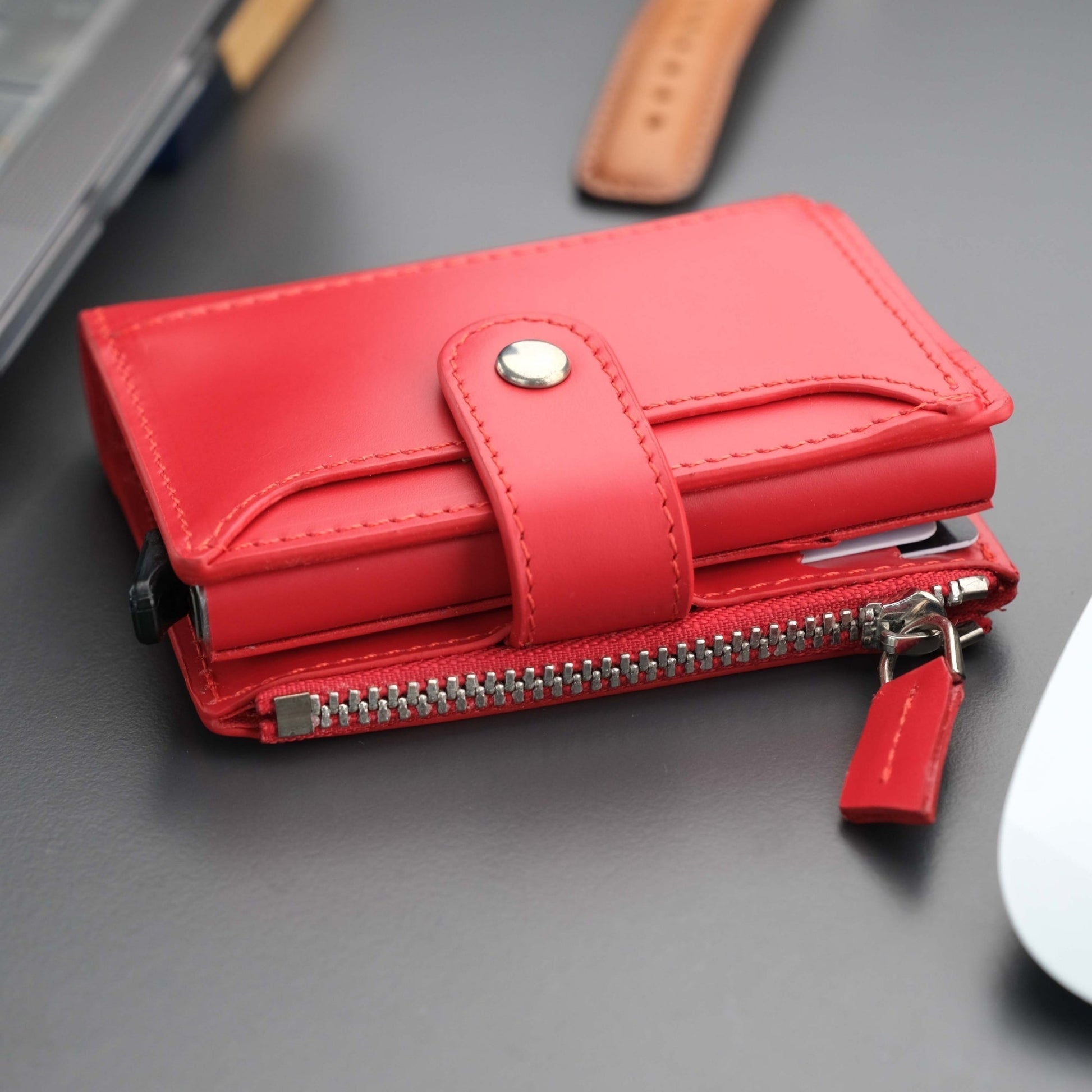 Glenrock Red Leather Pop-up Cardholder Wallet - Concordia Style Boutique