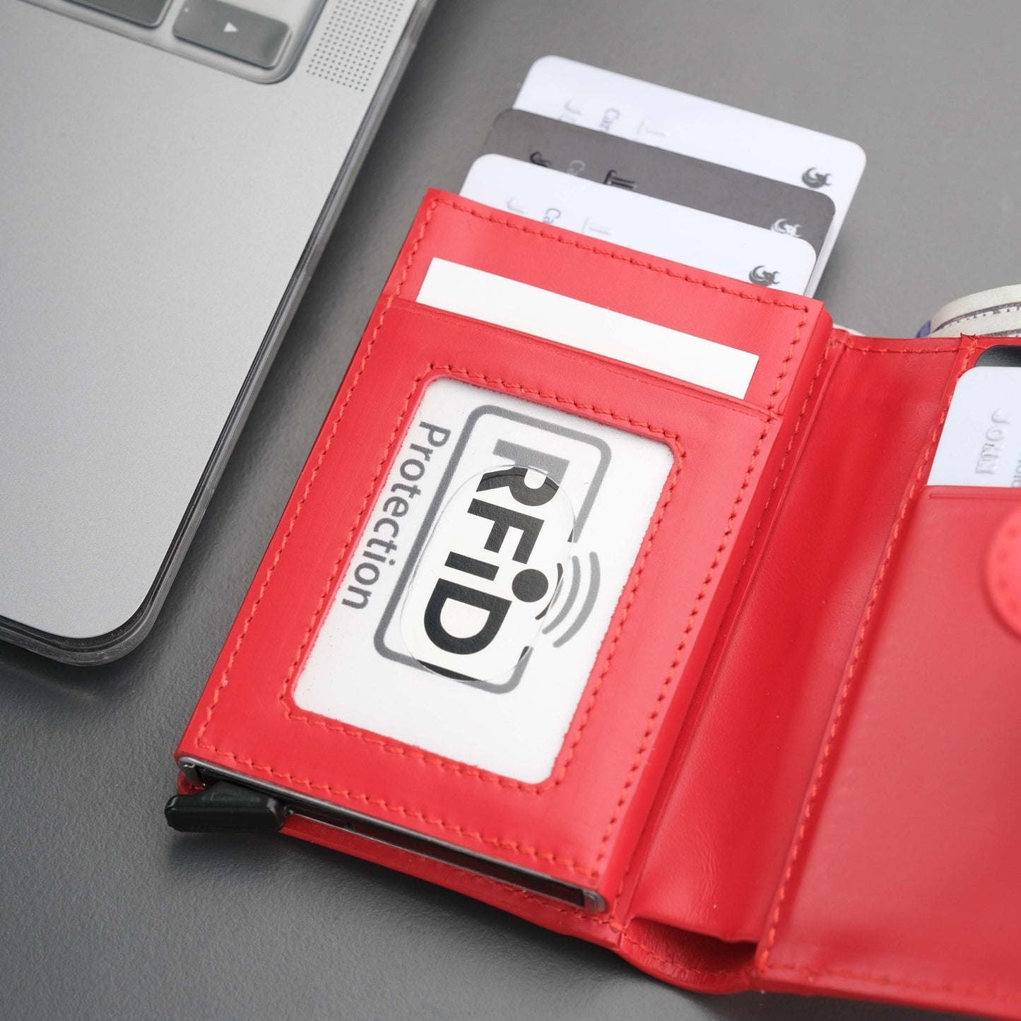 Glenrock Red Leather Pop-up Cardholder Wallet - Concordia Style Boutique