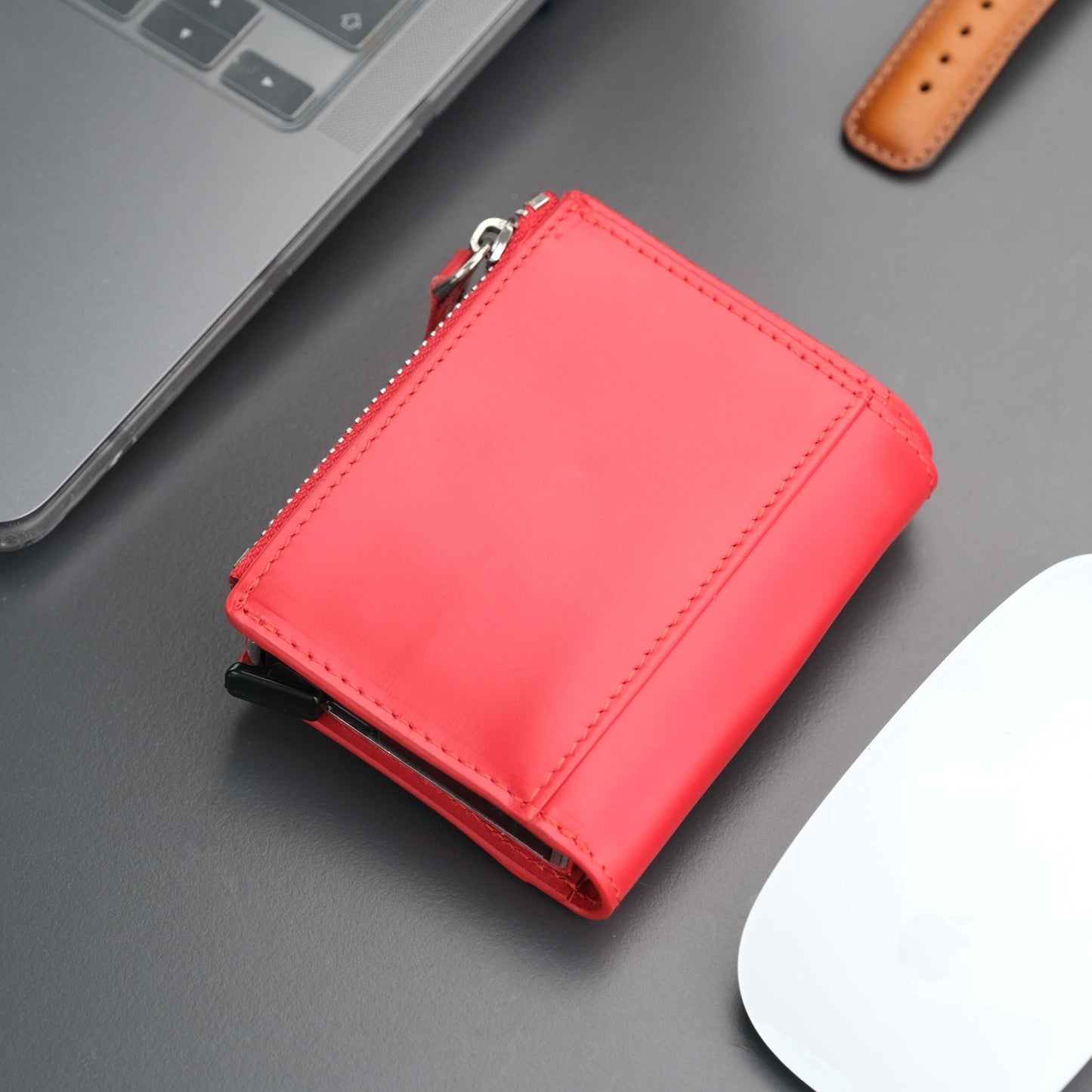 Glenrock Red Leather Pop-up Cardholder Wallet - Concordia Style Boutique