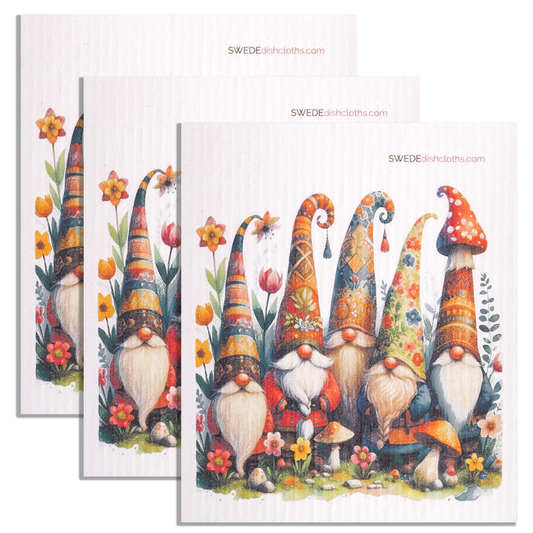 Eco-Friendly Swedish Dishcloths - Mushroom Hat Gnomes Set of 3 (Paper Towel Replacements) - Concordia Style Boutique