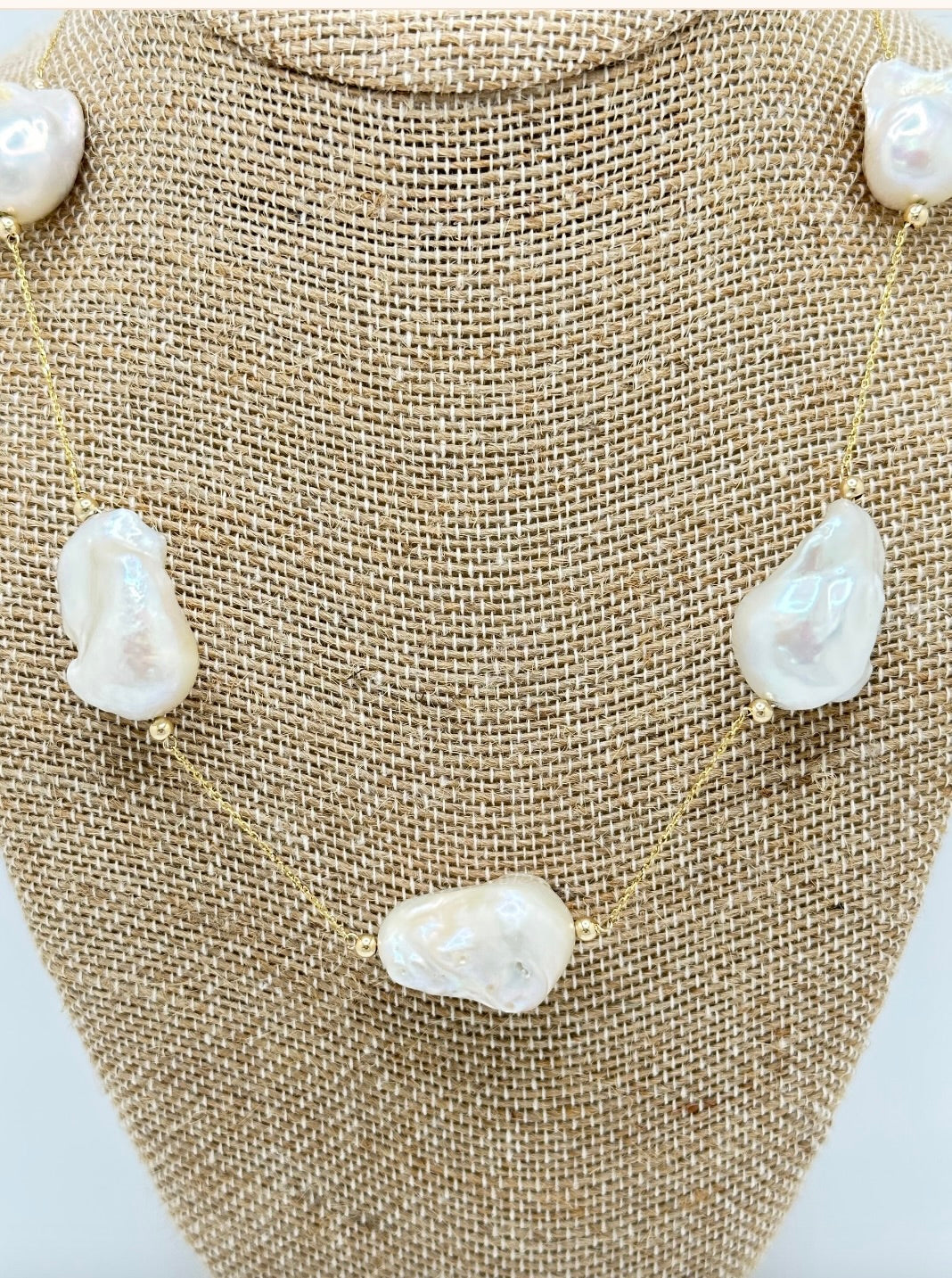 Gold Chain Pearl Necklace