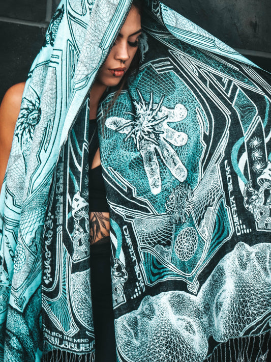 RESTOCKED ✦ GOLDEN TEACHERS V1 • AQUAMARINE • Festival Shawl/Scarf - Concordia Style Boutique
