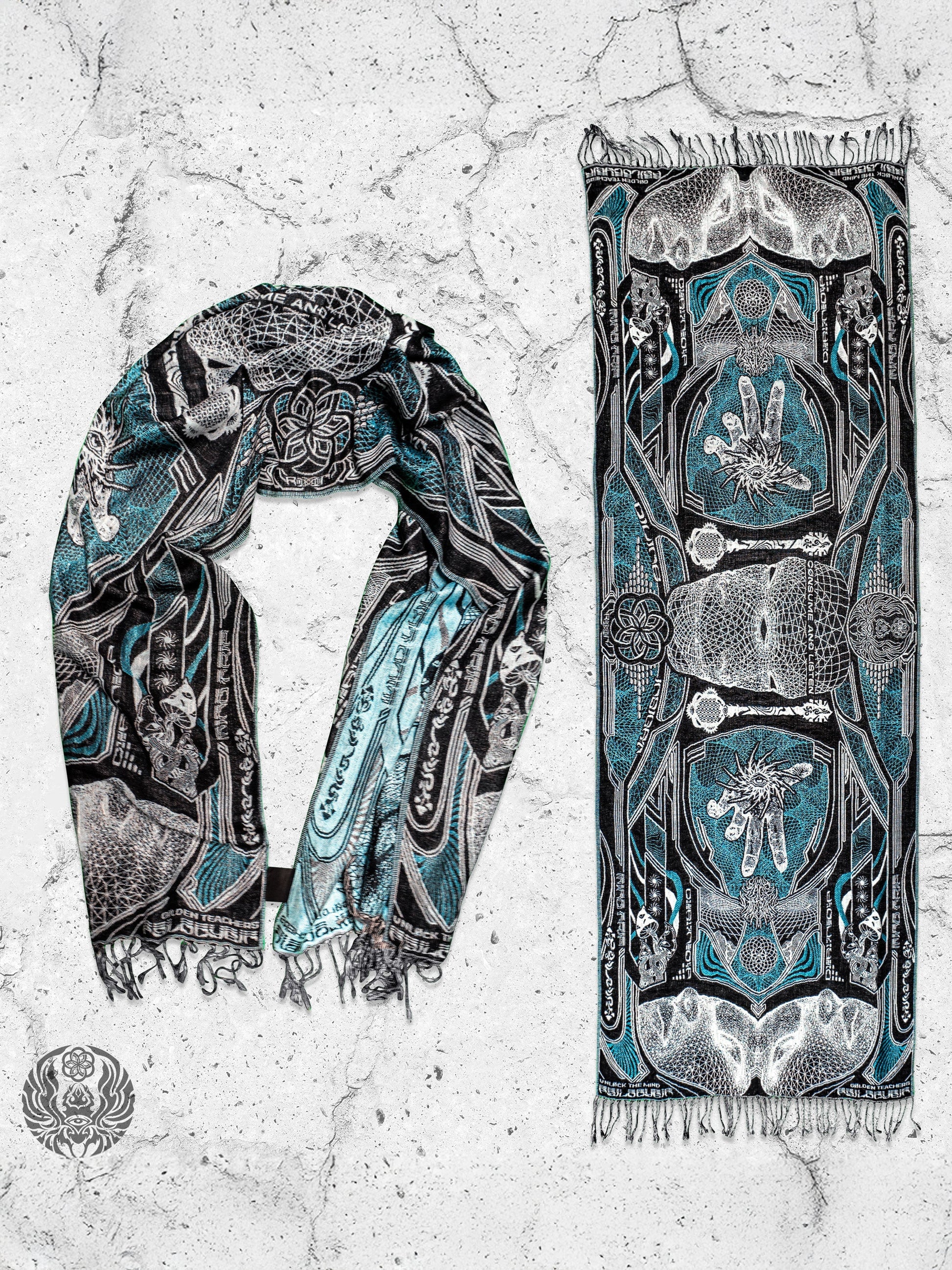 RESTOCKED ✦ GOLDEN TEACHERS V1 • AQUAMARINE • Festival Shawl/Scarf - Concordia Style Boutique