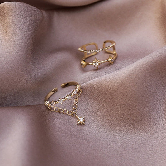 GOLD STAR RINGS SET (ADJUSTABLE) - Concordia Style Boutique