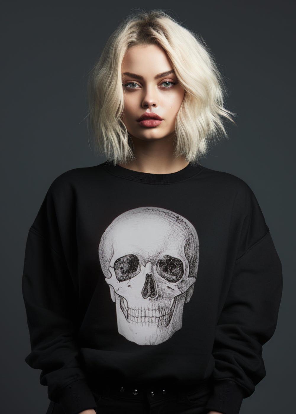 Black Skull Sweater Skeleton Sweatshirt - Concordia Style Boutique