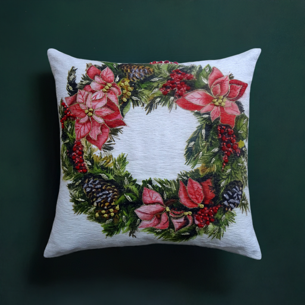 Christmas Wreath Decorative Throw Pillow 20" x 20"