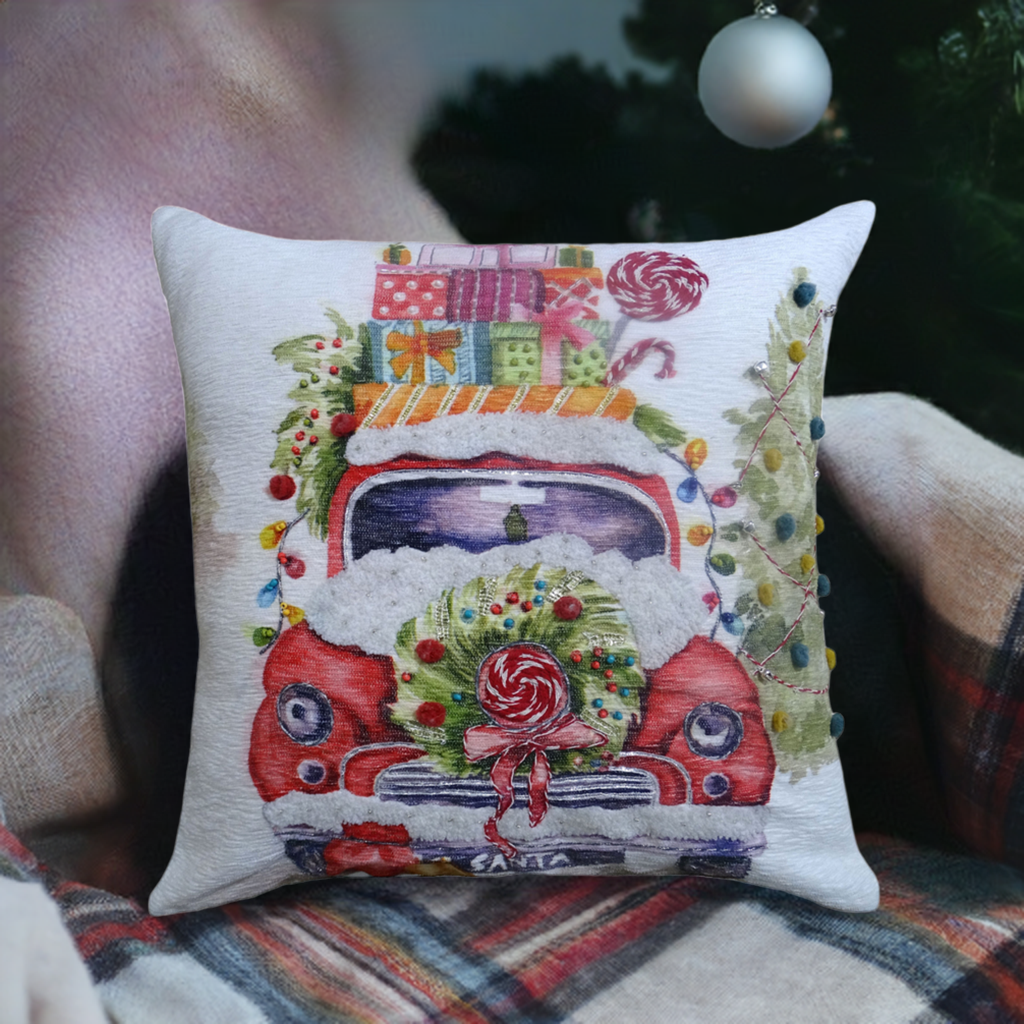 Christmas Embroidered Throw Pillow 20" x 20"