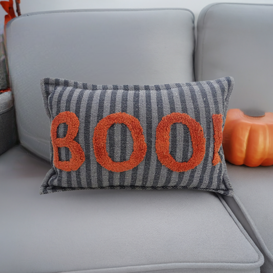 Halloween Throw Pillow Texted BOO! 14" x 24"