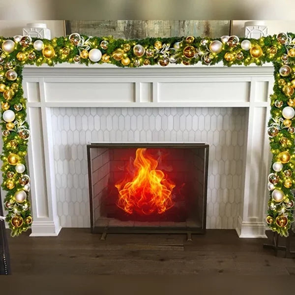 9'x14" Pre-Decorated Garland with Warm White Lights Gold/Silver