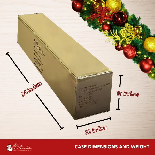 9'x14" Pre-Decorated Garland with Warm White Lights Red/Gold/Burgundy