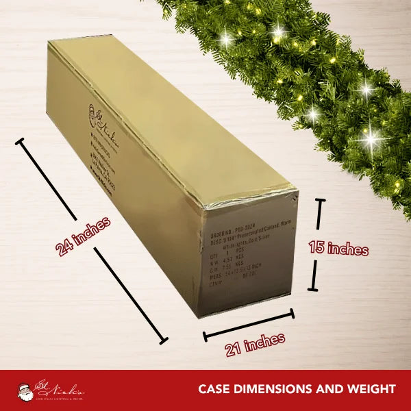 Green Garland with Warm White Lights |  99'X 8"